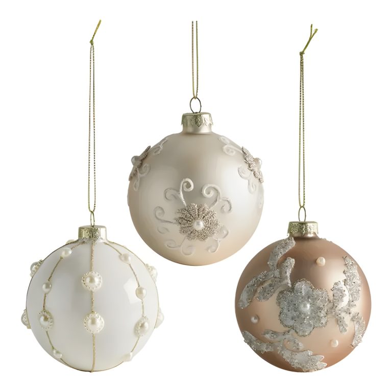 Conjunto de 3 bolas de natal fantasia de vidro – MATHILDE M Set 3 Bolas de Natal Fantasia de vidro - Mathilde M.