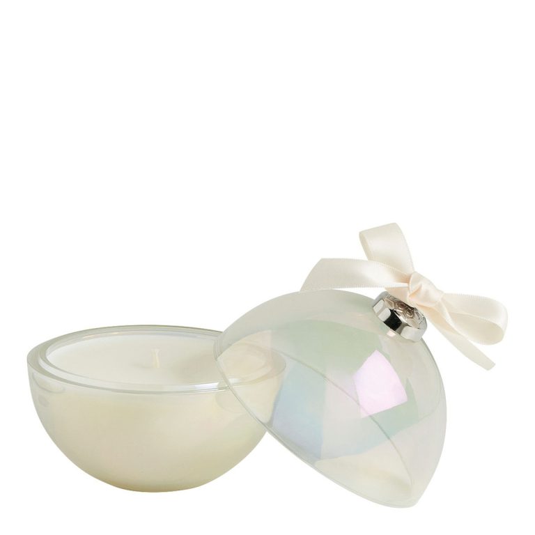 Vela decorativa perfumada, bola de Natal, acabamento perolado, 210g Musc Irisé – MATILDE M Vela Bola Natal Perolada 210g Musc Irisé - Mathilde M.