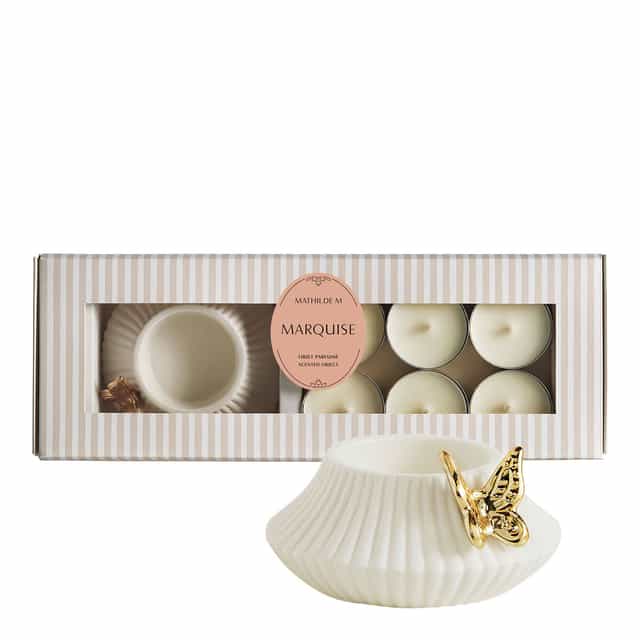 COPAMA-3 Coffret de Castiçal Tealight Borboleta + 6 velas tealight Marquise