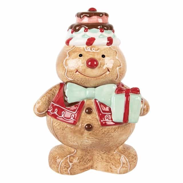 storage-jar-gingerbread-man-17x14x24-cm-brown-ceramic Bomboneira Bolacha - Clayre & Eef